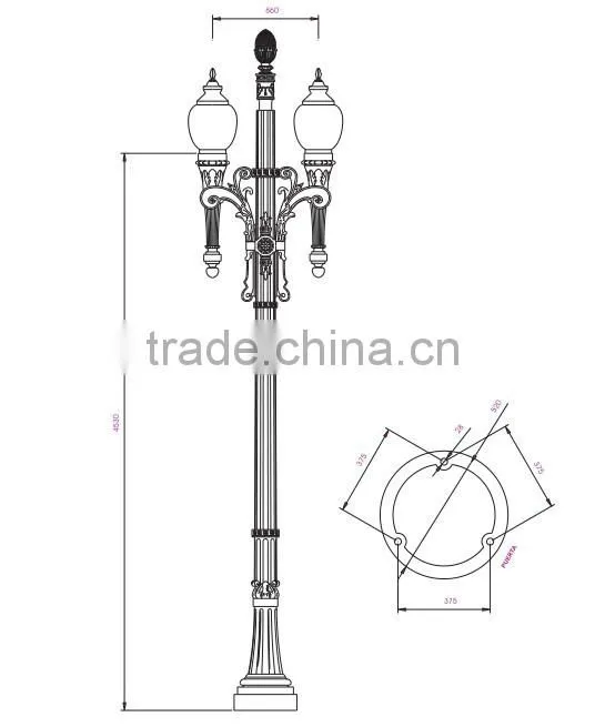 Cast aluminum light pole,Cast iron lamp post
