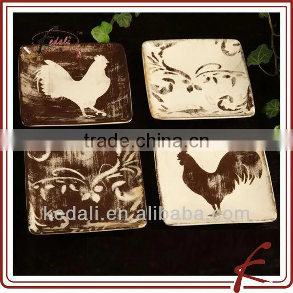 10" ceramic food plate with decal decoration