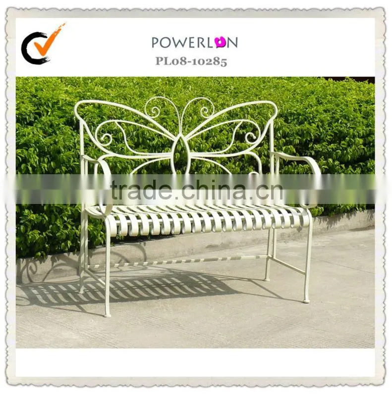 Handmade popular metal antique white park garden bench poland