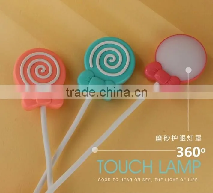 New Arrival Cute Lollipop Candy Design LED Table Lamp, Creative Flexible Smart Touch Sensor Rechargeable Decorative Night Light