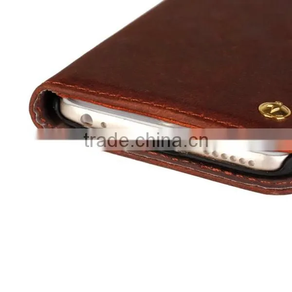 Luxury Retro Genuine Cow Leather Wallet Mobile Phone Case With Card Slot For iPhone 6 6Plus