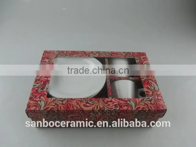 Stock Middle East White Porcelain Coffee Cup for espresso,Tea Cup Set with Gife Box