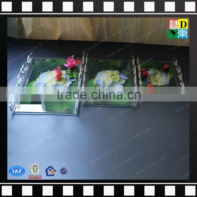Clear acrylic lucite serving tray modern plastic food tray with handle high quality monogrammed acrylic serving tray from china