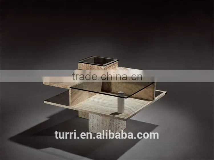 Iran travertine import with glass top coffee table