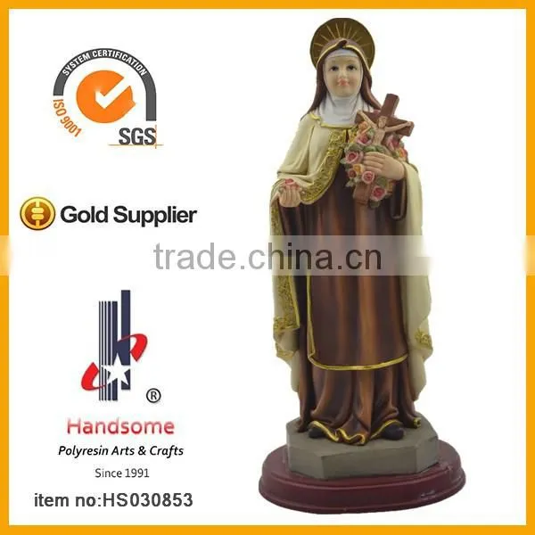 12 Inch Religious Craft Virgin Mary Hold Rose Cross Resinic Figurine