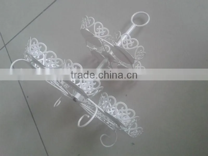 powder coated metal wire white 2-tier Round Shape Wire Cupcake Stand-cake tools-hold 12 cups of cake