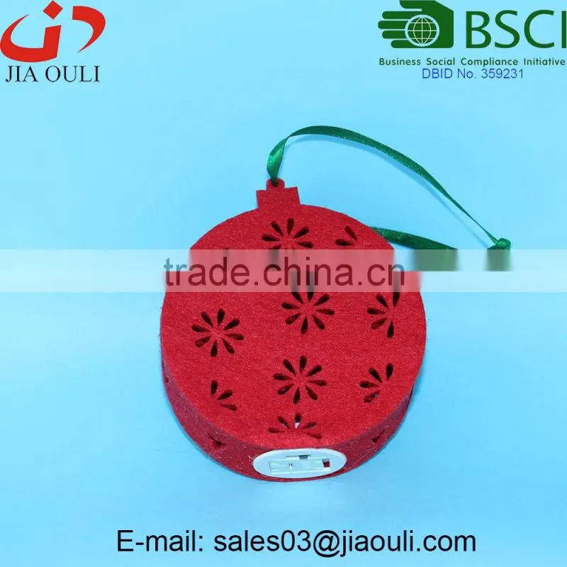BSCI Audit Factory Hot sale Christmas decorations non-woven fabric with LED hanging Christmas ball