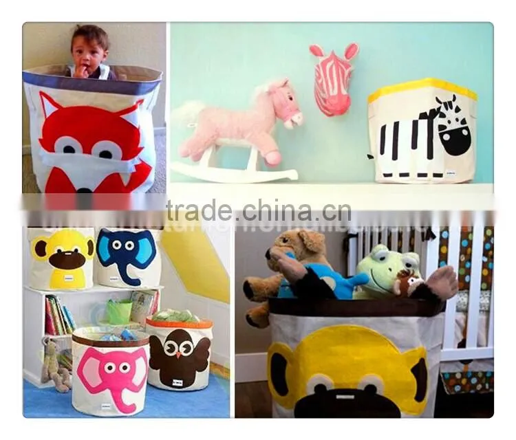 hot sale fabric storage basket with lovely animual printing ,you can put toys ,dirty clothes and so on as sundiries storage bag