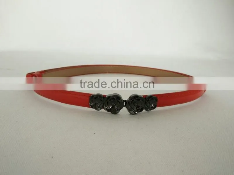 Wholesale adjustable flower pattern buckle sex women lady thin PU waist belt