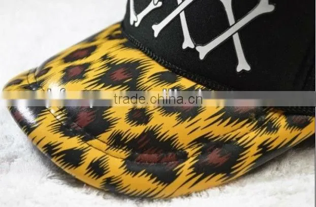 2013 summer cheap leopard brim 5 panel printing trucker hat