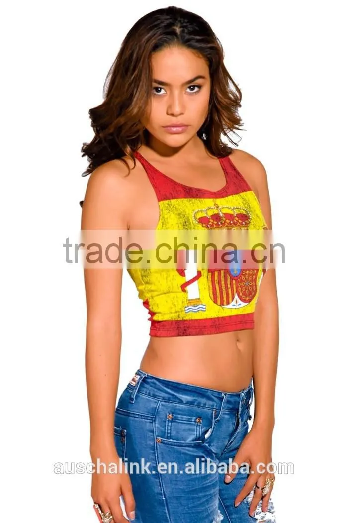 spanish lady flag burnout graphic custom print tank top