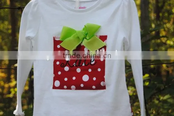 Christmas polka dot present outfit with Monogram shirt and Ruffle pants