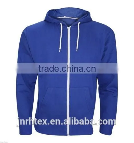 Mens Boys Plain American Fleece Zip Up Hoodie Sweatshirt