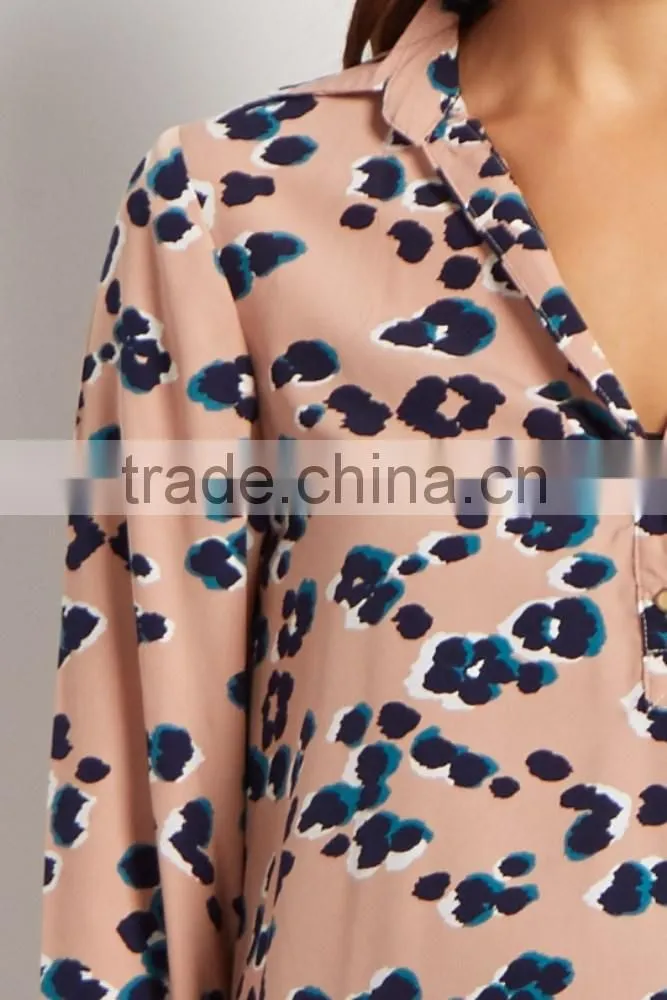 Latest design new fashion button up printing long sleeve maternity clothes
