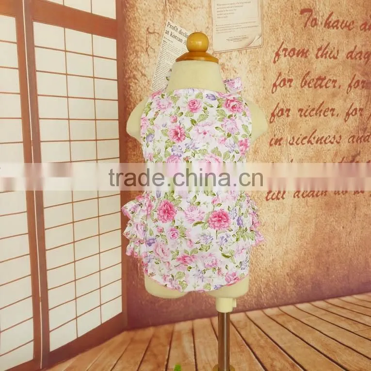 Printing Flower Strap Jumpsuit Infant Ruffles Rompers