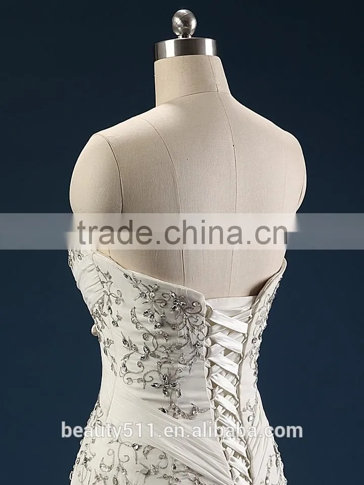 Elegant Embroidered A-Line Strapless Neckline and Sleeveless Lace Wedding Dress AS436