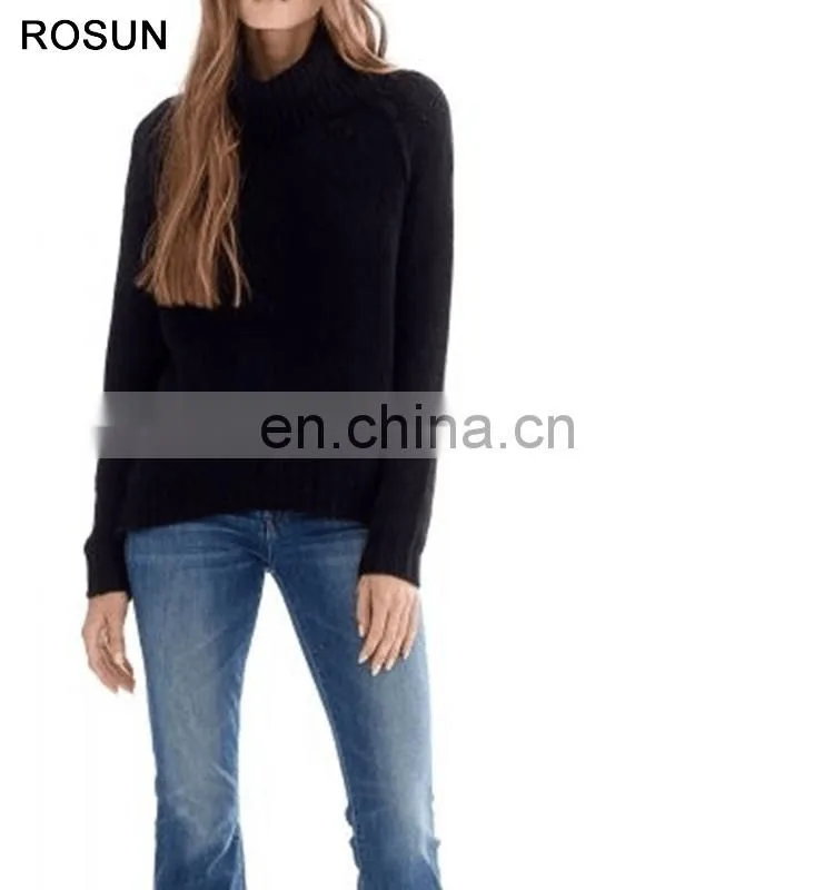 Top selling turtleneck no pattern 100% cashmere sweater for women in the style of retro