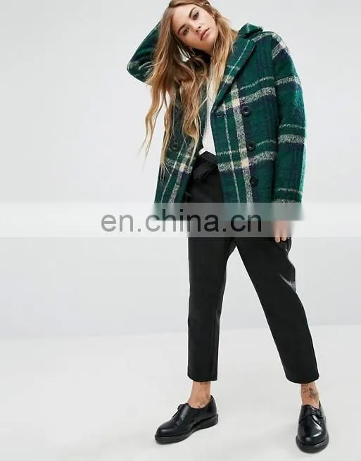 2017 New Design Hot Sale Woman's Oversized Check Coat