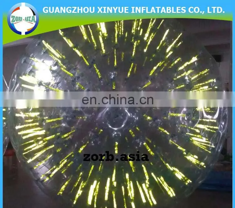 Shining and glowing PVC buy zorb ball