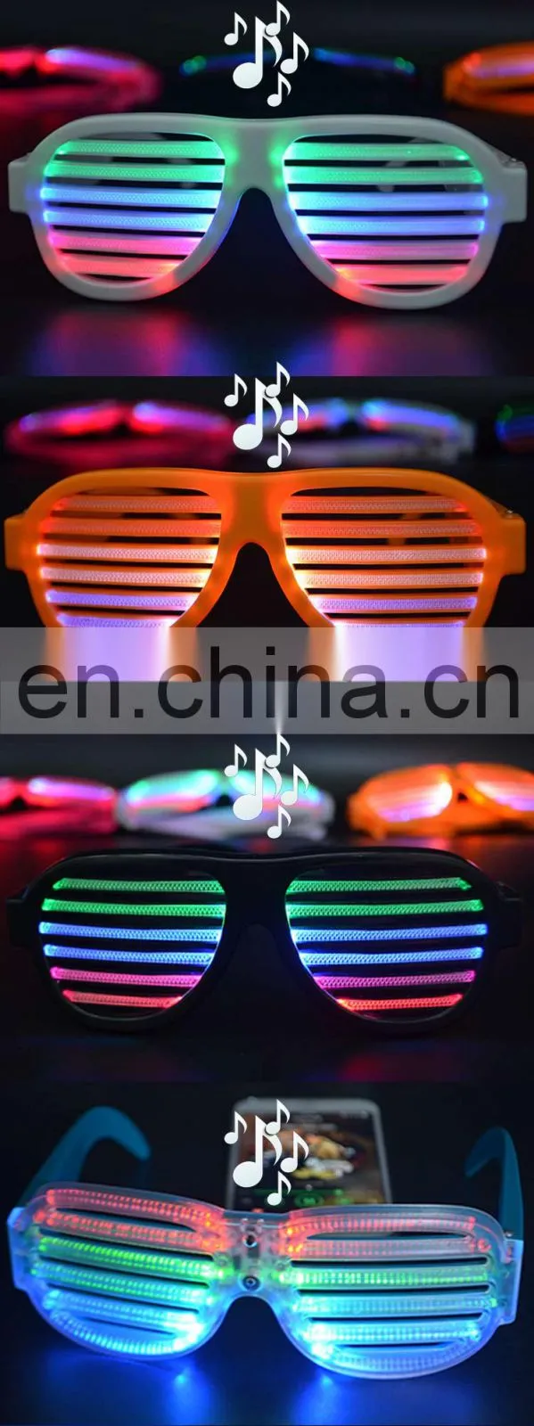 Hot Sale New Product New Design Sound Activated LED Glasses Color Customized New Style