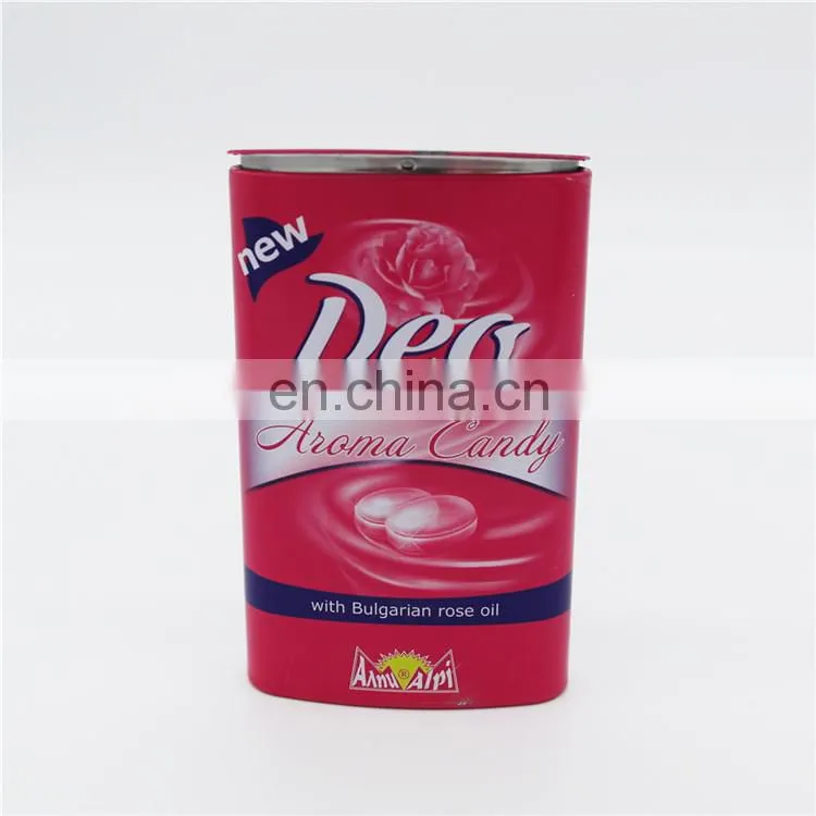 Food grade chocolate/mint candy packaging metal tin can with Airtight Lip