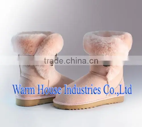 2016 New fashion 100% Pure sheep skin winter snow boots for women