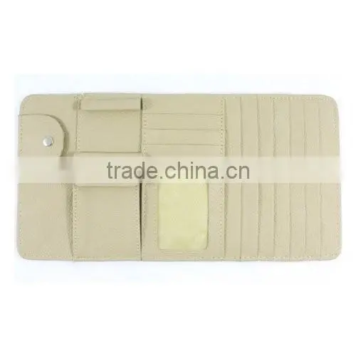New Multi-function 7pcs Disks CD DVD Glasses Cards Sotre Case Holder Bag for Auto Vehicle Truck Sun Visor Organizer Beige