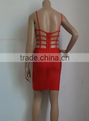 Summer dress Wholesale high quality sey and elegant fashion Ladies cutout strap black white red blue evening party bandage dress