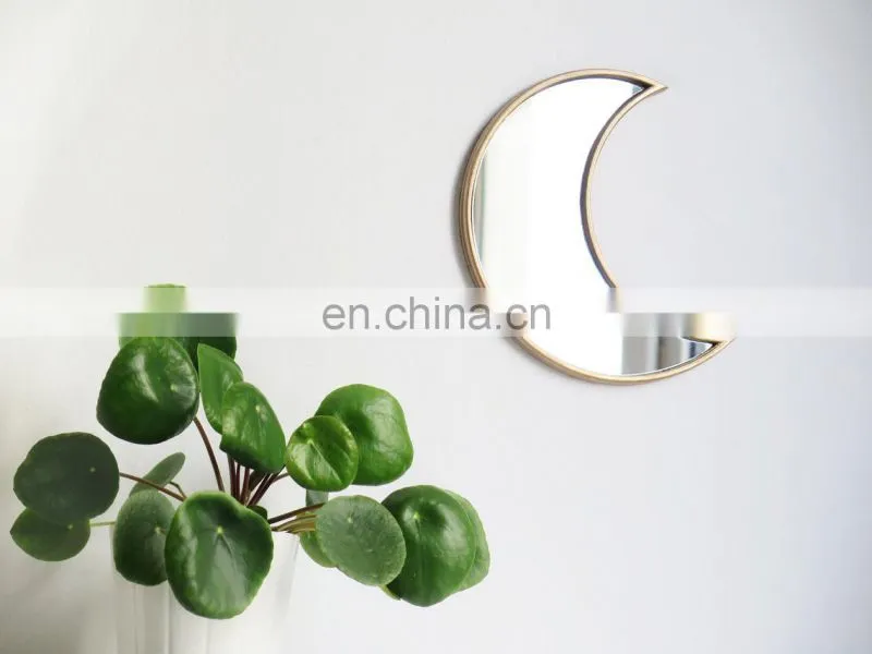 home decoration metal frame glass half moon mirror wall hanging