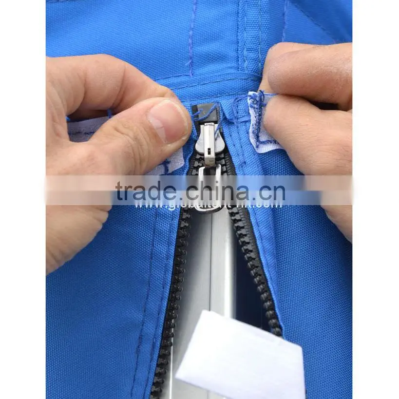 Aluminum Pop Up Marquee Trade Show Tent Frame 3x3m with Blue Canopy & Valance(Unprinted), 4 full walls with zipper & door