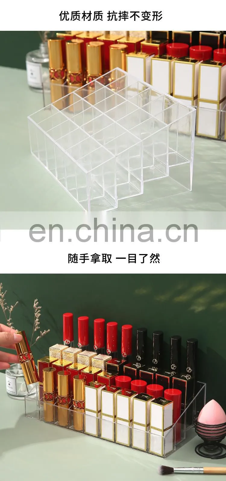 9/24/36/40 Grid Lipstick Box Acrylic Makeup Organizer Storage Box Lipstick Nail Polish Display Stand Holder Cosmetic Organizer