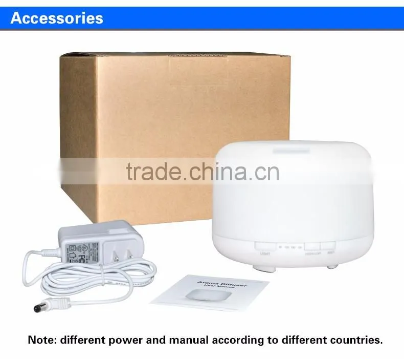 500ml Aromatherapy Essential Oil Diffuser Ultrasonic Air Humidifier with 4 Timer Settings 7 LED Color Changing Lamps