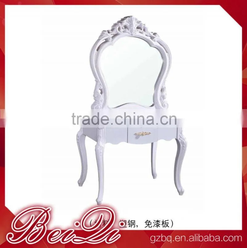 European style high quality double sided hair salon furniture silver framed mirror styling station