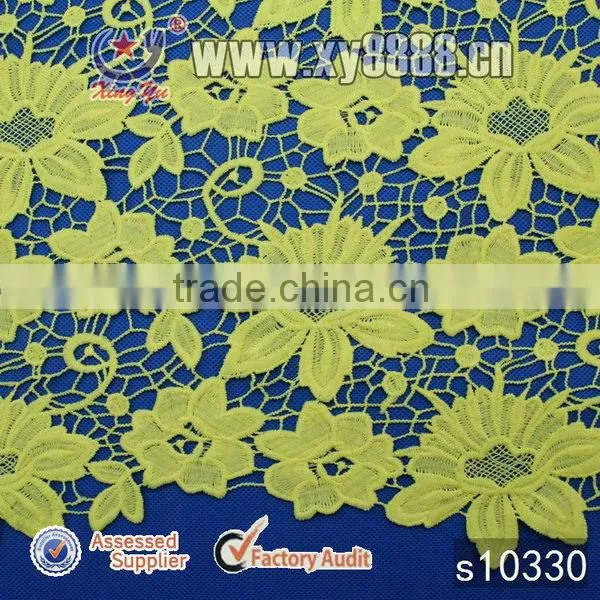 embroidery yellow african voile lace fabric