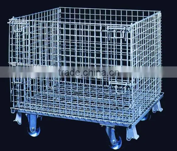 Large stack welded pallet wire mesh lockable rolling cage
