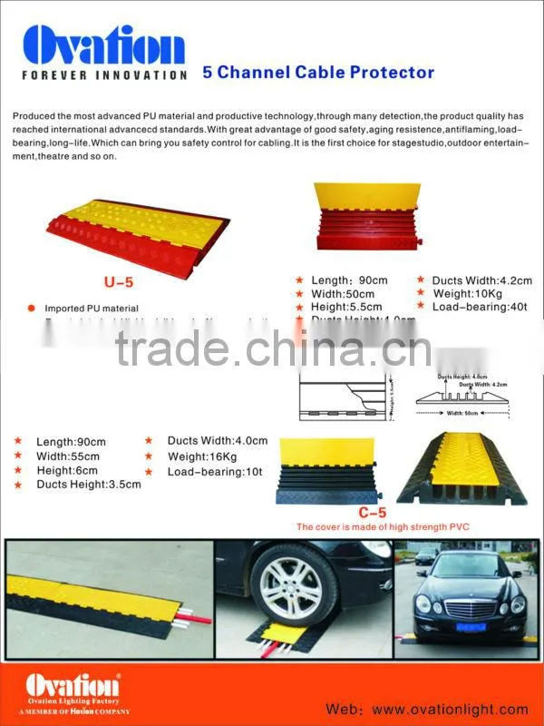 pvc and rubber 5 channel cable cross made of PU 5 channel PU cable cross stage cable protector