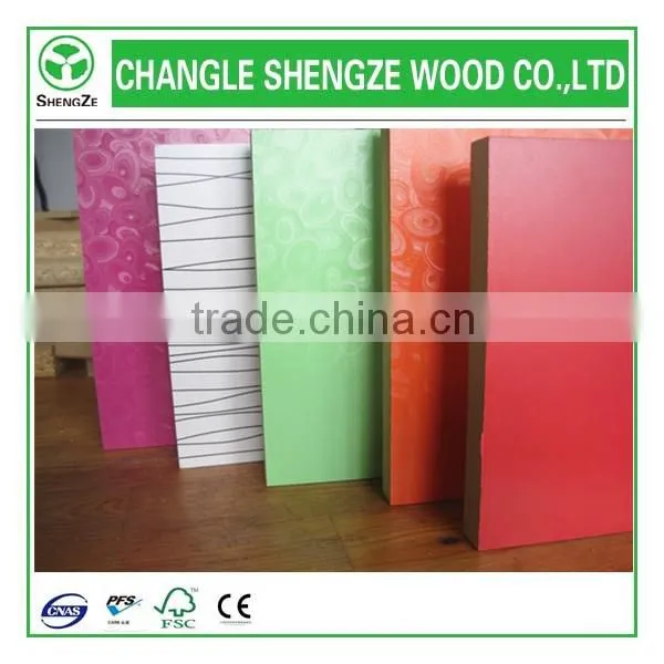 High Quality Colorful 18mm Laminated MDF Board from SHENGZE manufacture