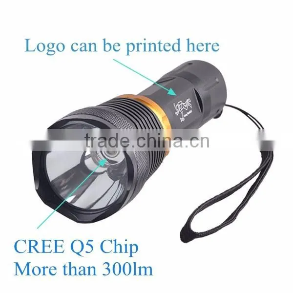 Aluminum Metal Q5 LED Powerful Diving Torch with Printing YT-57