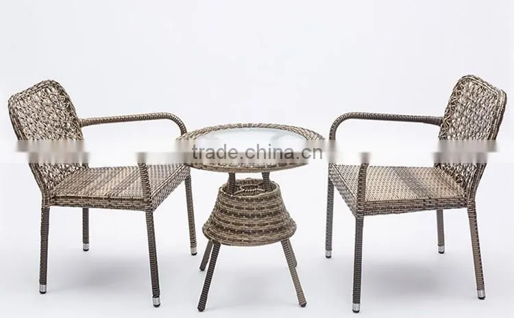 Hot Sale Outdoor French Cafe Chairs Pe Wicker Synthetic Garden Furniture Rattan Set