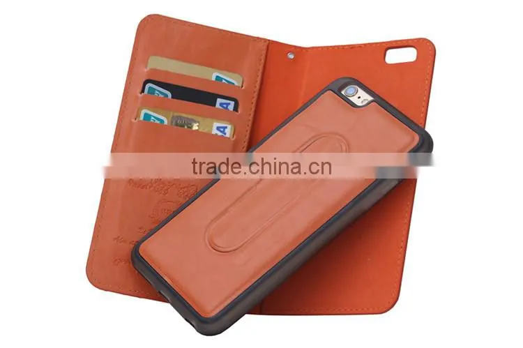 Genuine PU leather shrapnel support phone cover protective card holder case for iPhone 6/6S
