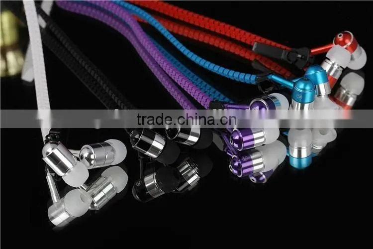Fancy zipper earphone for mobile phone, mobile zipper earphone