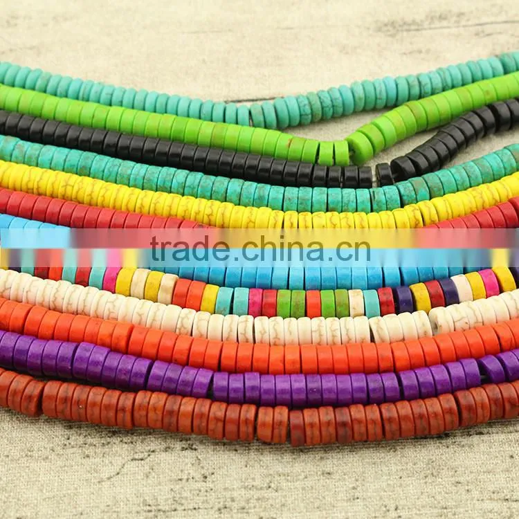 TB0425 Blue turquoise heishi beads,blue howlite rondelle beads