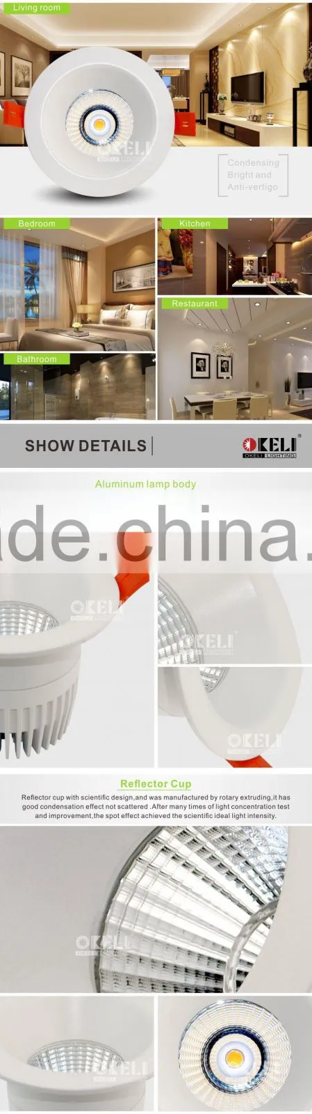 CE ROHS BIS approved 20w cob led downlight
