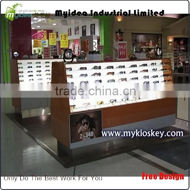 Wood luxury sunglass display stand for mall