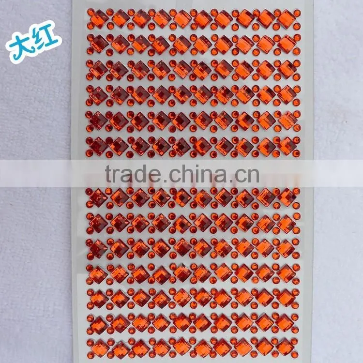 Small MOQ self-adhesive acrylic rhinestone sticker