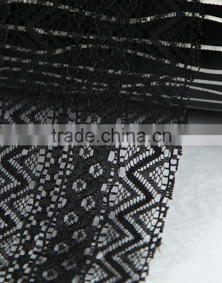 wholesale cheap nylon poly wave new design flower lace embroidered underwear fabric garment accessories making machines