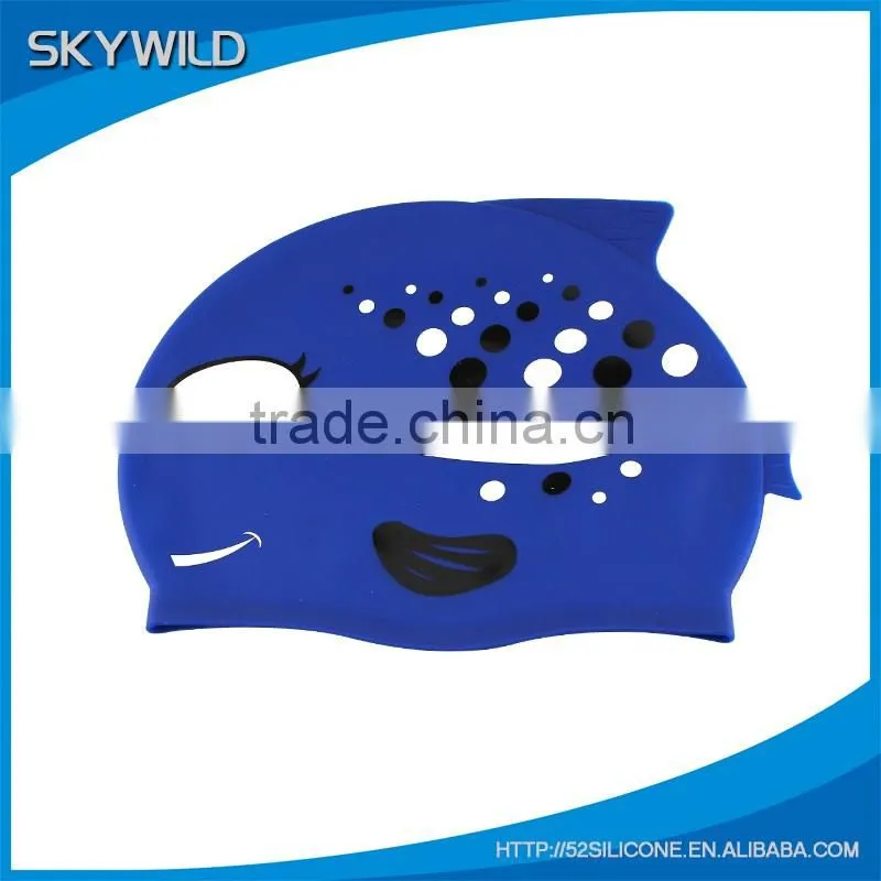 Waterproof kid silicon swim cap cute fish cartoon swimming cap