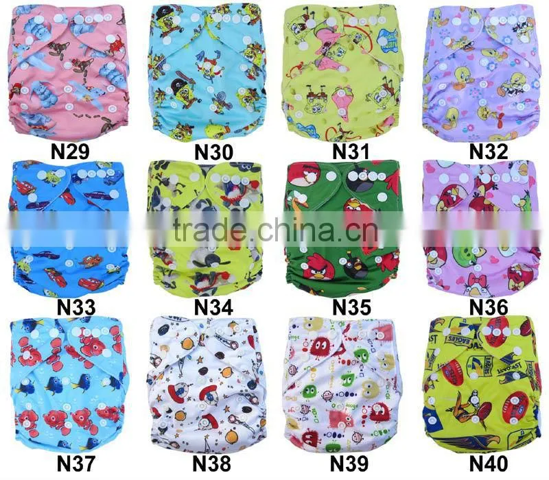 New Coming Nappy Fabric Reusable Baby Cloth Diaper Nappy Animal Baby