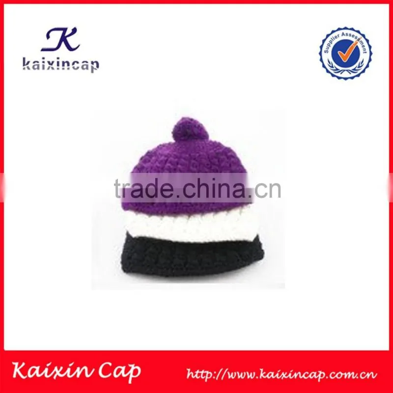 customized winter different color cartoon knitted beanie hat with ball
