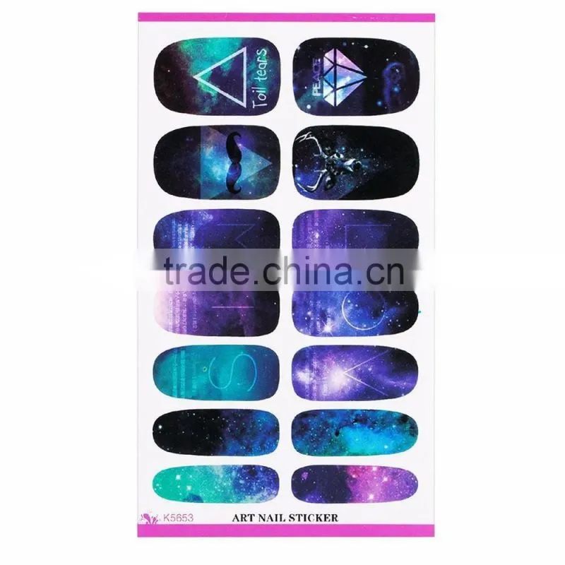 K5633 K5653 K5711B K5721B K5708B Nail Sticker Manicure Decor Decal Tools Rose Floral Butterfly Galaxy Patterns Water Transfers S